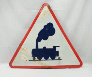 British Railway Level Crossing Enamel On Steel Sign
