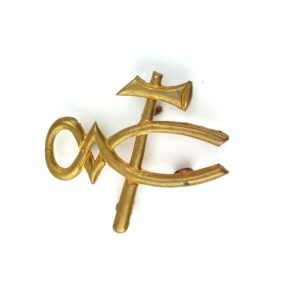 British, WW2, Royal Mechanical & Electrical Engineers (R.E.M.E., REME) Artificers Brass Arm Badge Badge - Crossed Hammers and Pincers