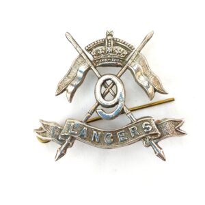 British, Victorian, Original 9th Queen's Royal Lancers OR's White Metal Cap Badge, 3 lugs