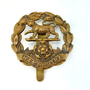 British, WW1, Original Hampshire Regiment Economy Brass Cap Badge, Brass Slide