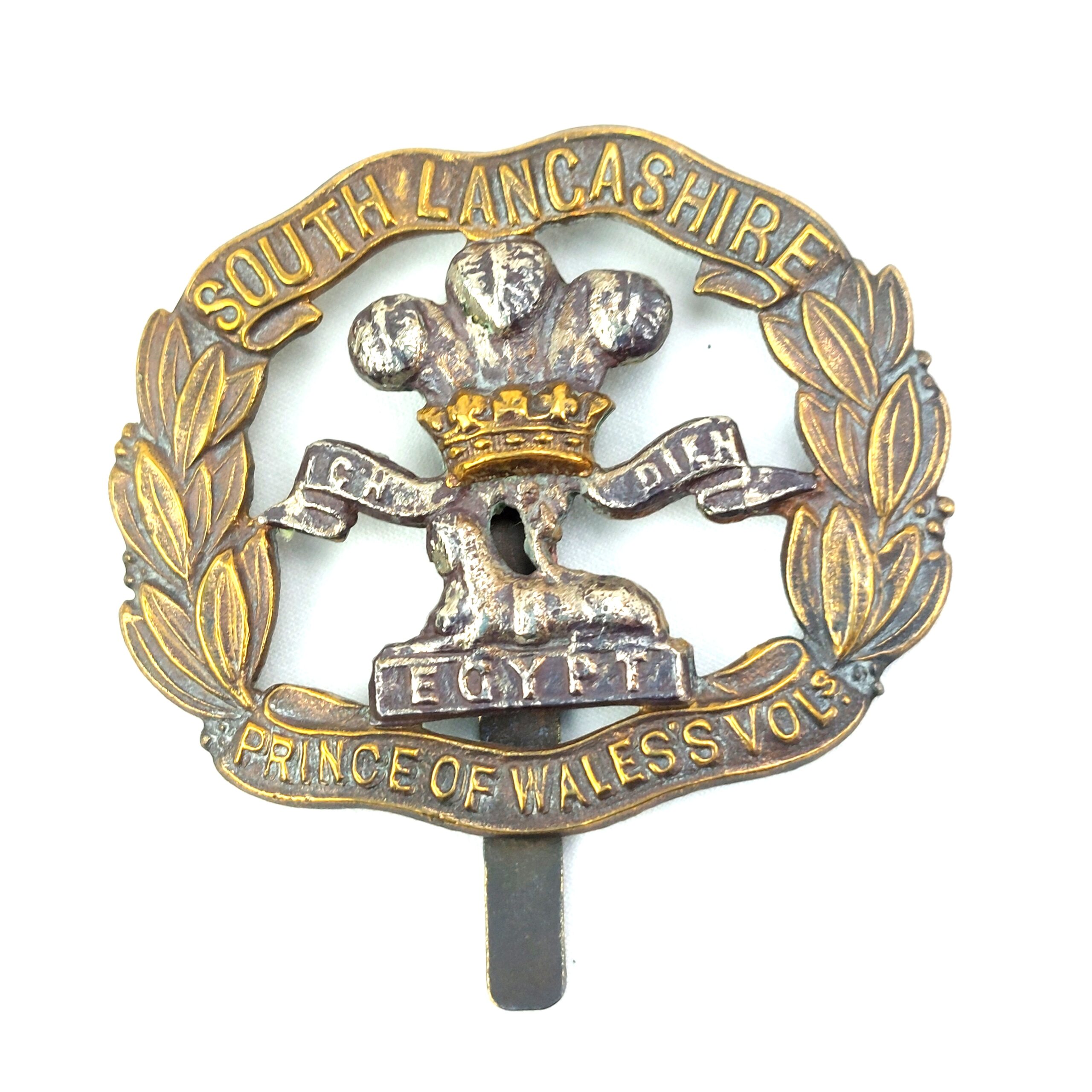 British, WW1, Original South Lancashire (PRINCE OF WALES'S VOLUNTEERS) Regimental Cap Badge