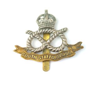 British, WW1, Original South Staffordshire Cap Badge, Kings Crown, Maker Marked Dowler Birmingham