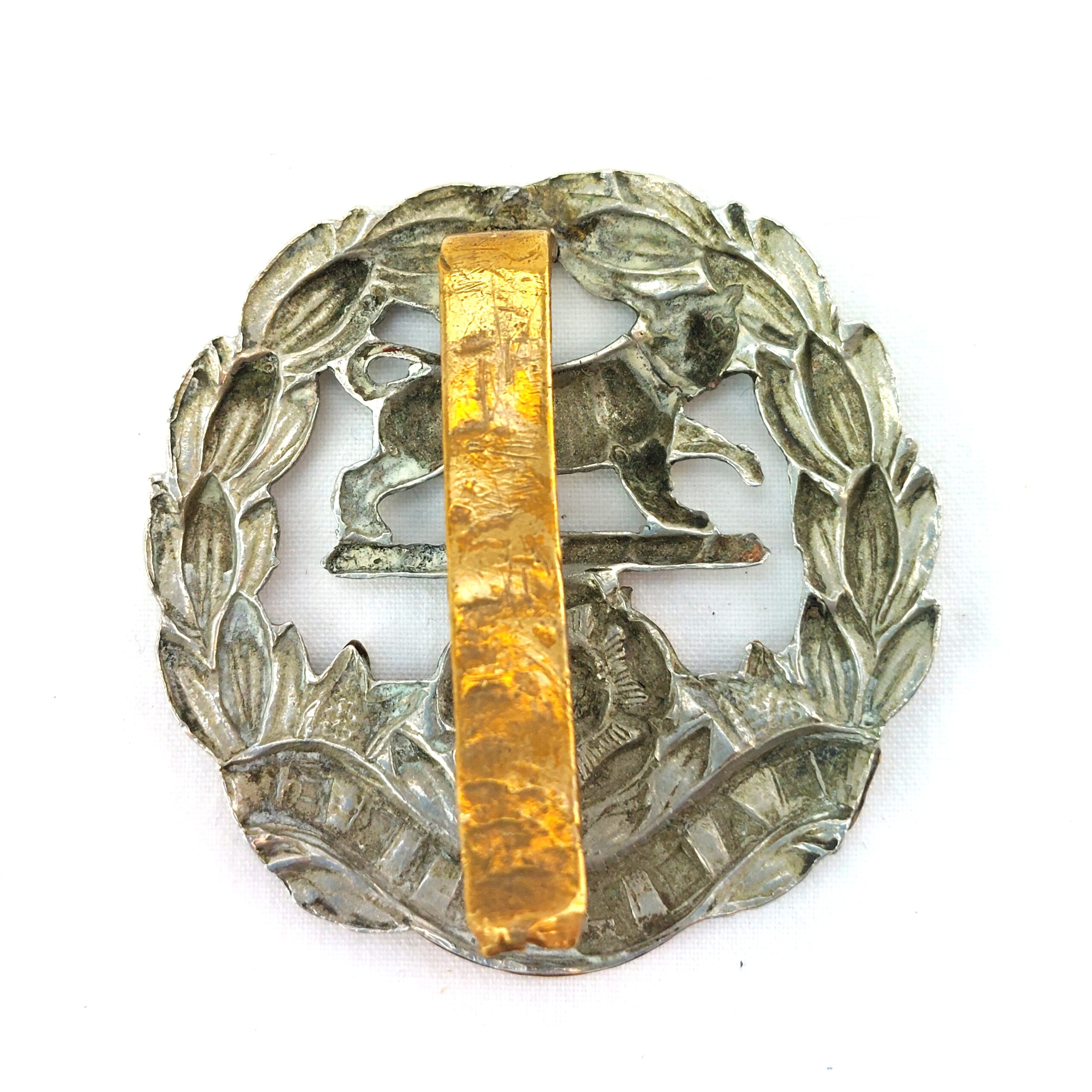 British, WW2, Original Hampshire Regimental Bi-Metal Other Ranks Cap Badge, Brass Slide - Image 2