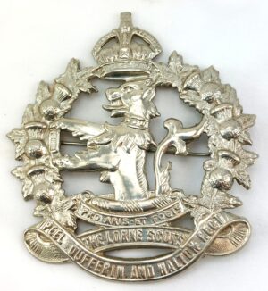 Canadian, WW2, Original The Lorne Scots -Peel Dufferin and Halton- Regt White Metal Cap Badge, Kings Crown, Brooch
