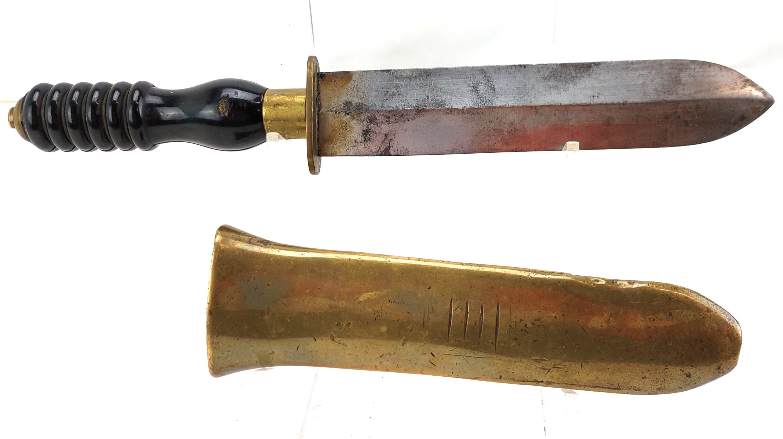 Fifth Style Siebe Gorman Divers Knife with Ebonite Grip and Brass Scabbard, c.1970-80 - Image 2