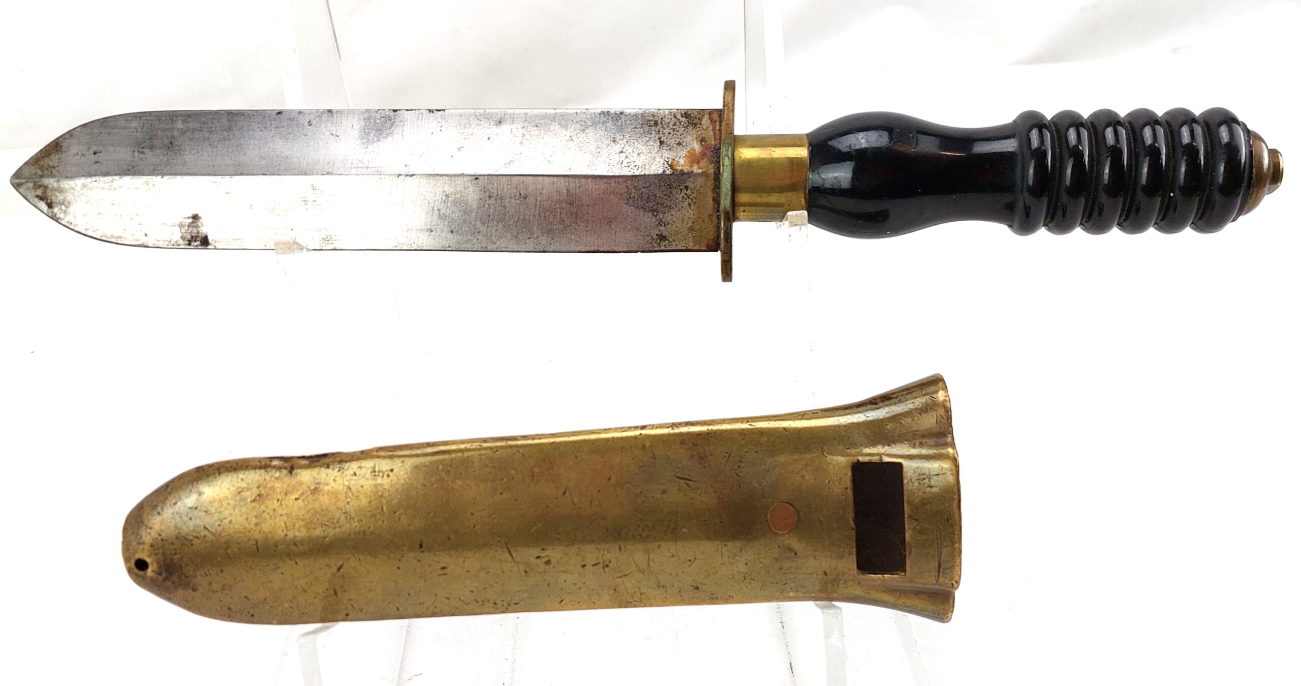 Fifth Style Siebe Gorman Divers Knife with Ebonite Grip and Brass Scabbard, c.1970-80 - Image 4