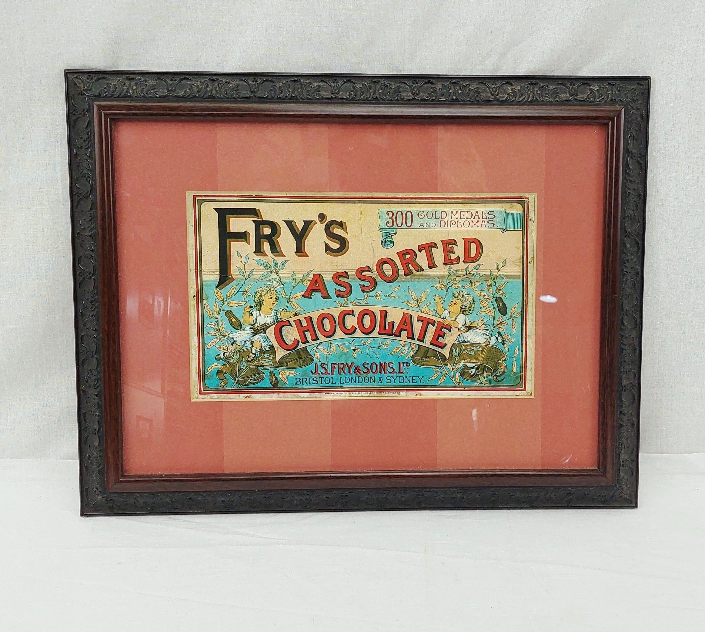 Framed Edwardian Fry's Advertising Box Label