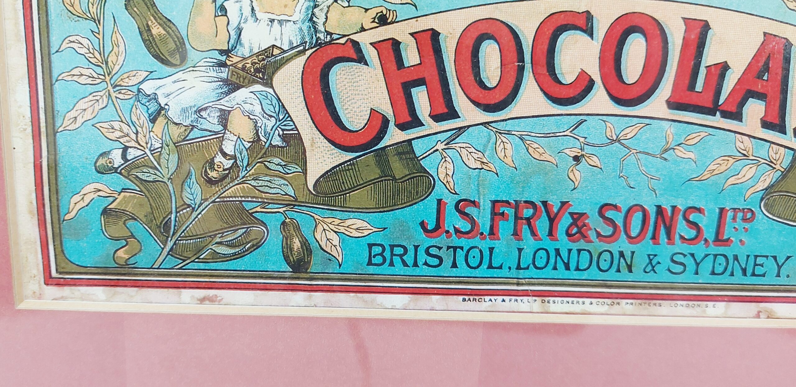 Framed Edwardian Fry's Advertising Box Label - Image 3