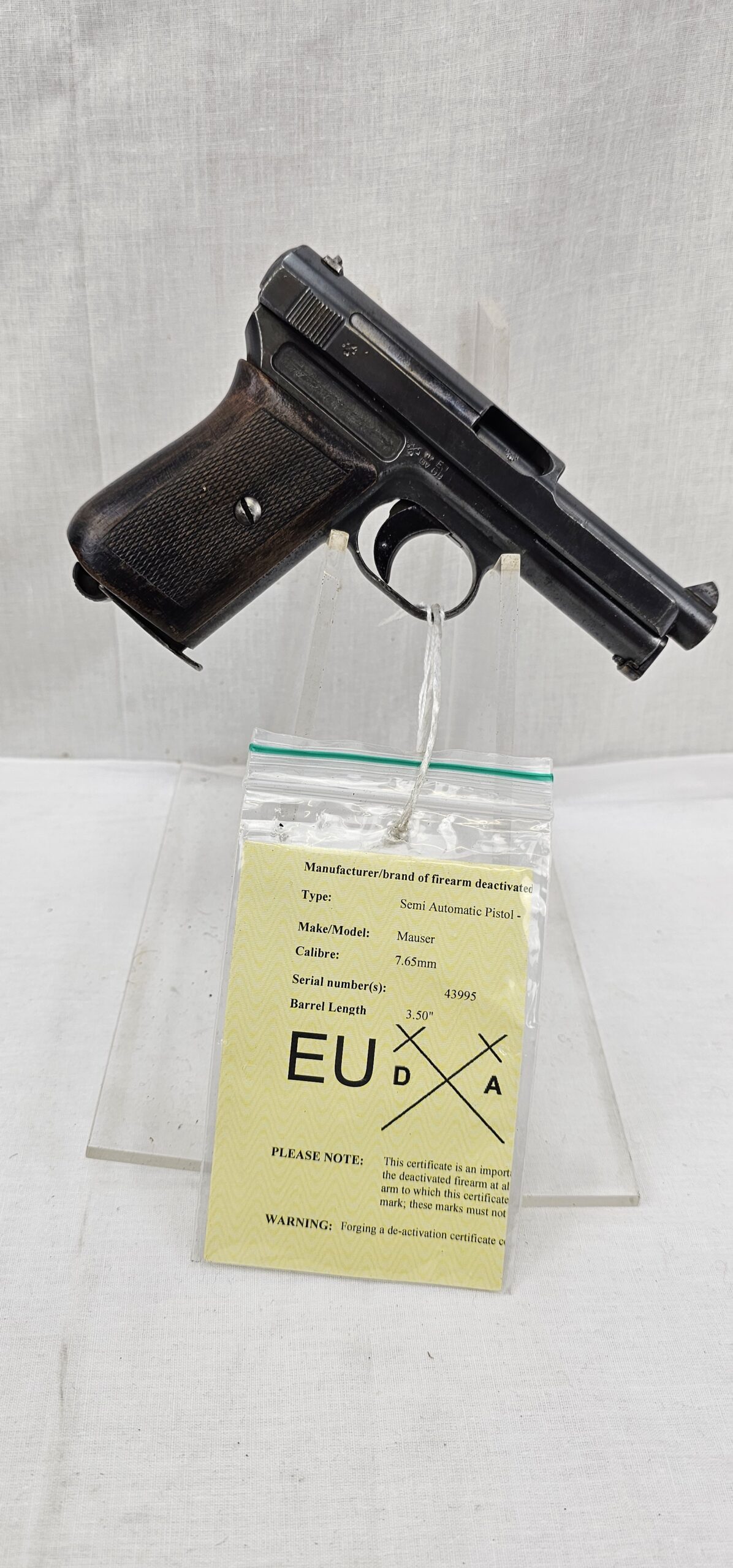 German, WW1, Third Variant Mauser Model 1914 Pistol - EU Spec Deactivated