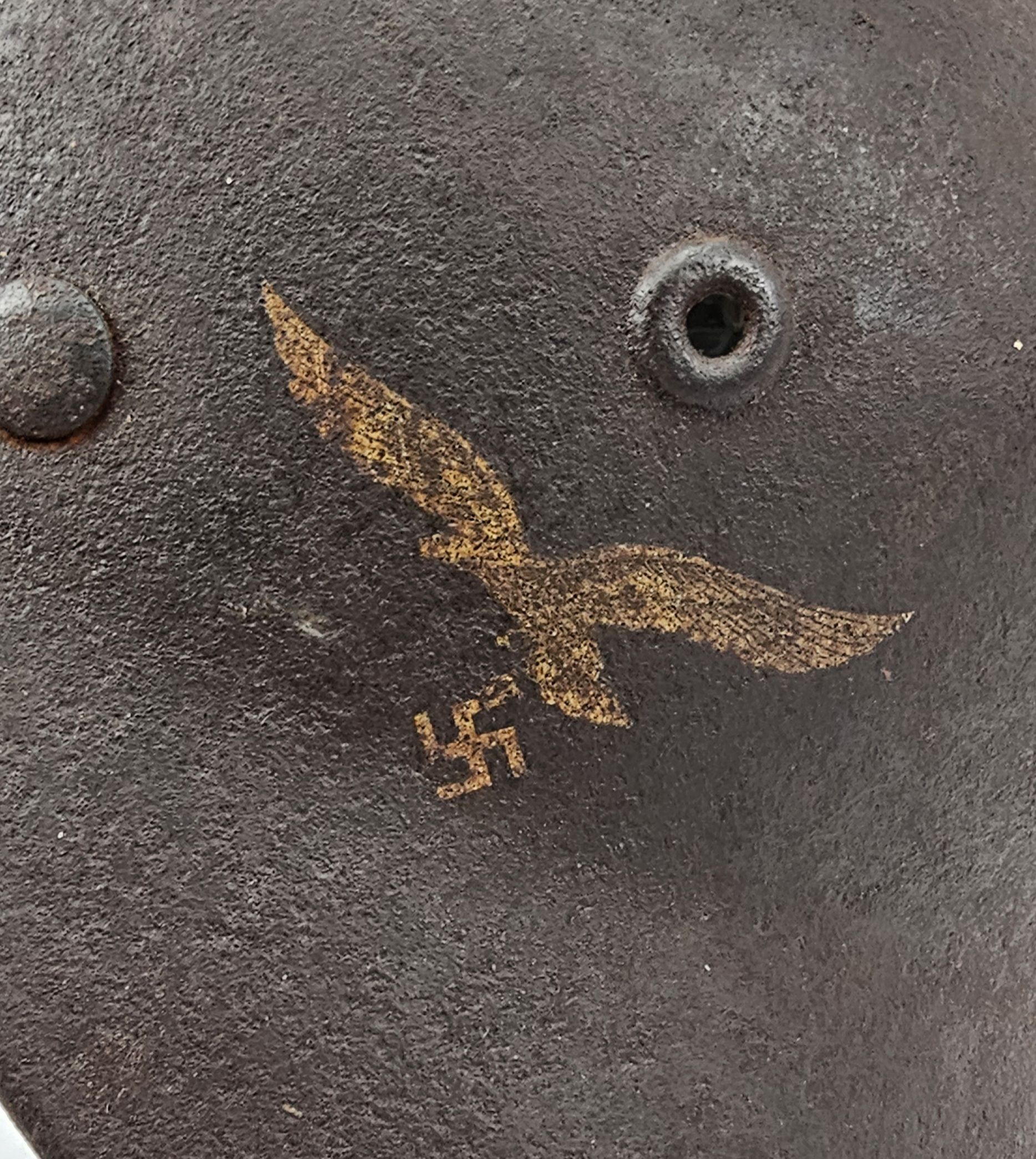 Original WW2 Luftwaffe M42 Single Decal Helmet - Image 3