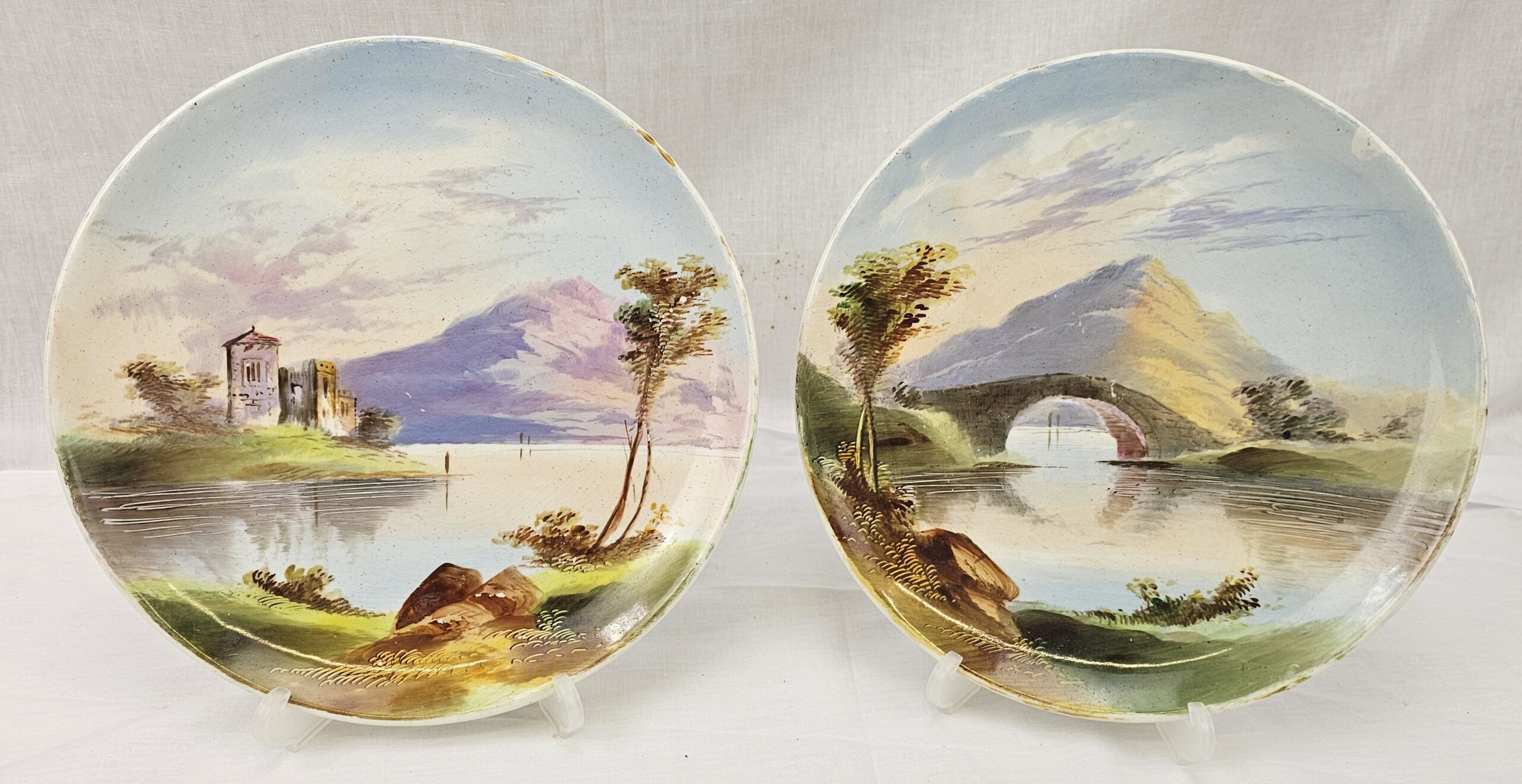 Pair Of Circa 1900 Hand Painted Plates