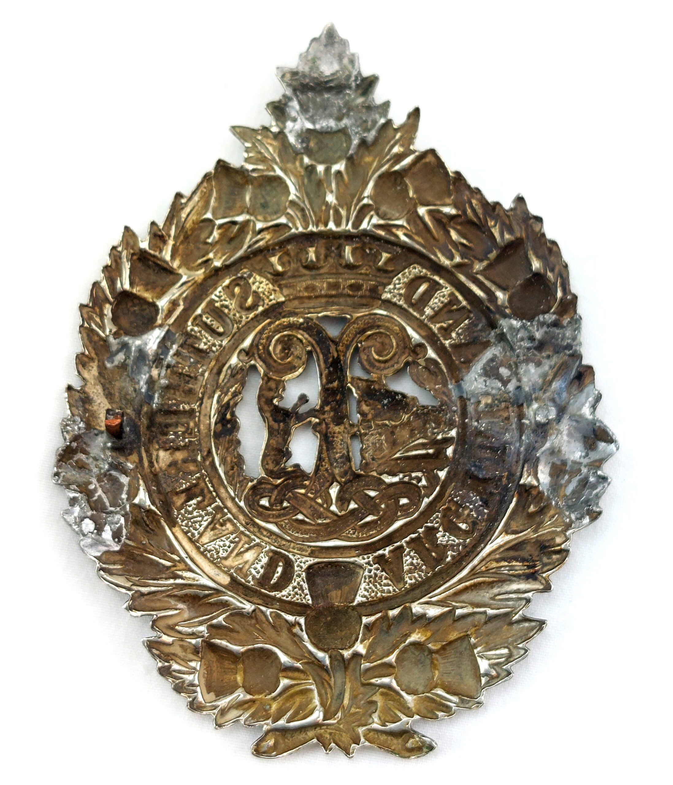 Scottish, Original Argyll and Sutherland Highlanders Glengarry White Metal Voided Cap Badge - Image 2