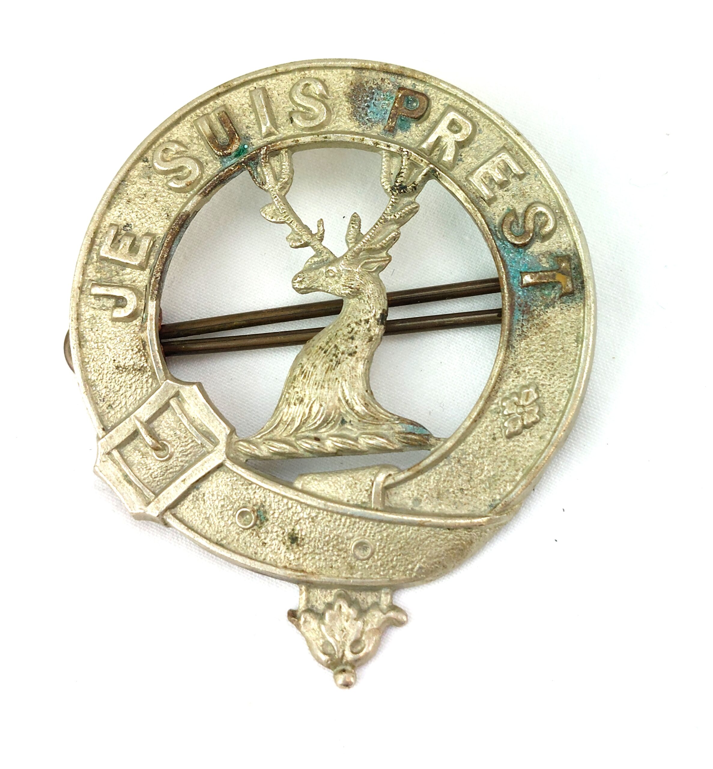 Scottish, Lovats Scouts Cap Badge - Je Suis Prest, 2 Lugs