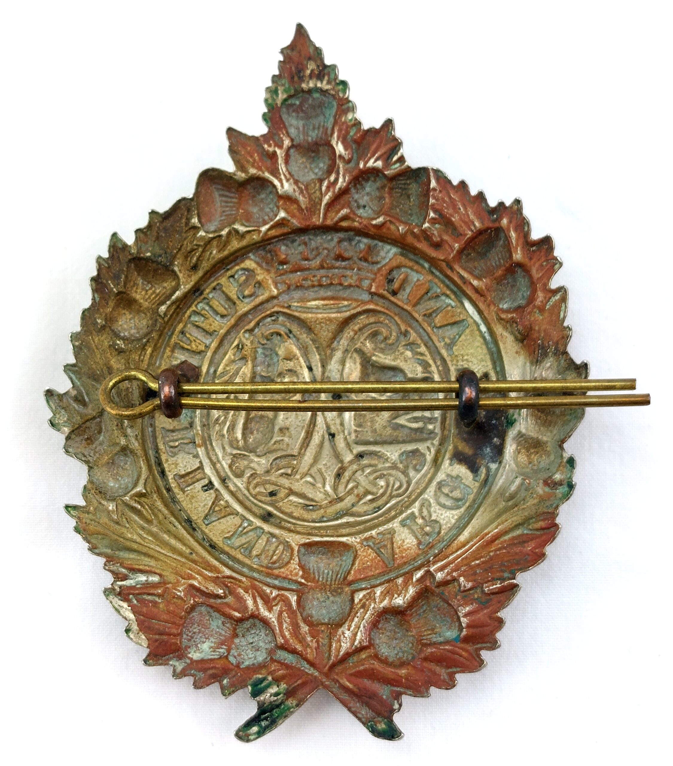 Scottish, c1908 Victorian, Original Argyll and Sutherland Highlanders Glengarry White Metal Cap Badge, 2 Lugs - Image 2