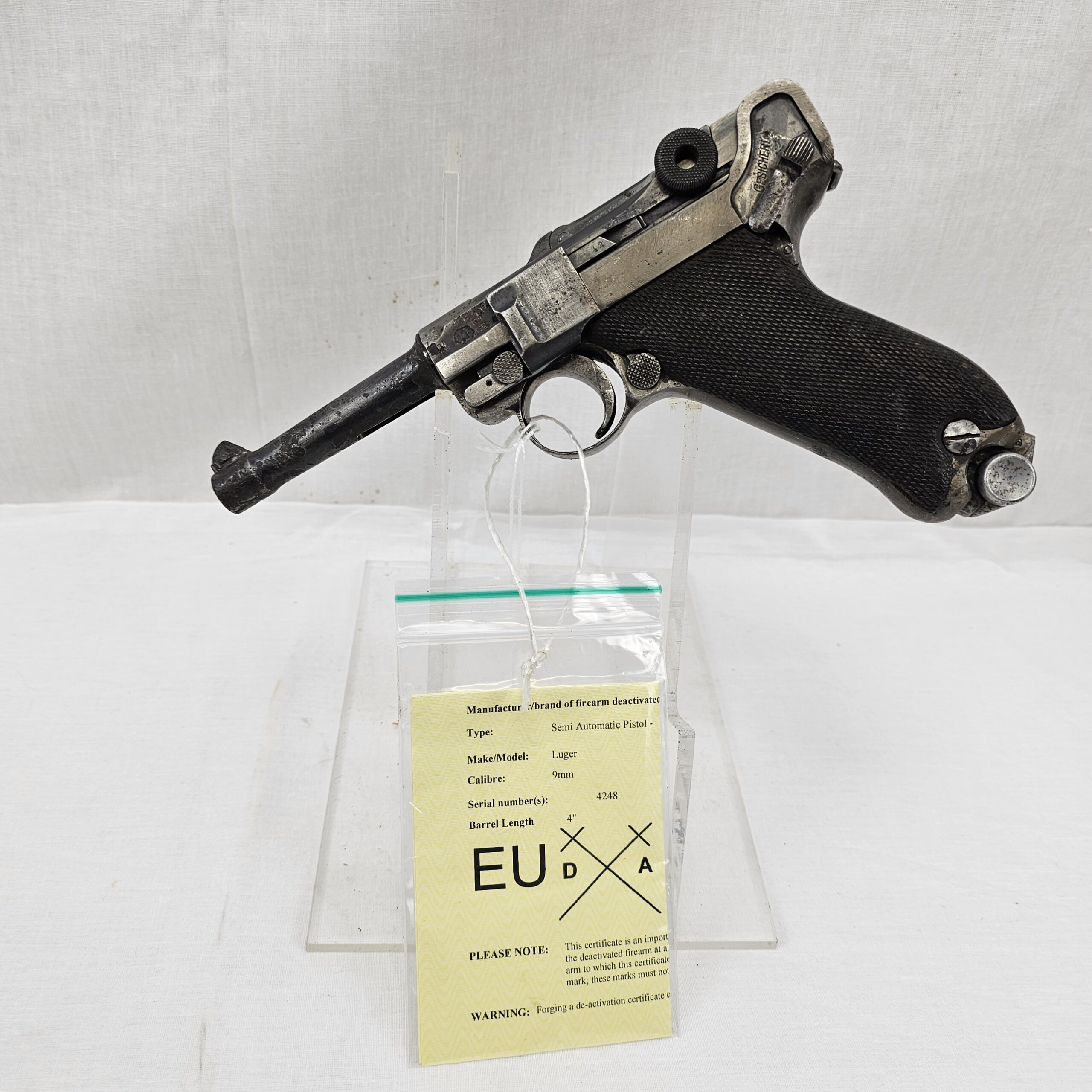 WW1 German Luger Pistol EU Deactivated