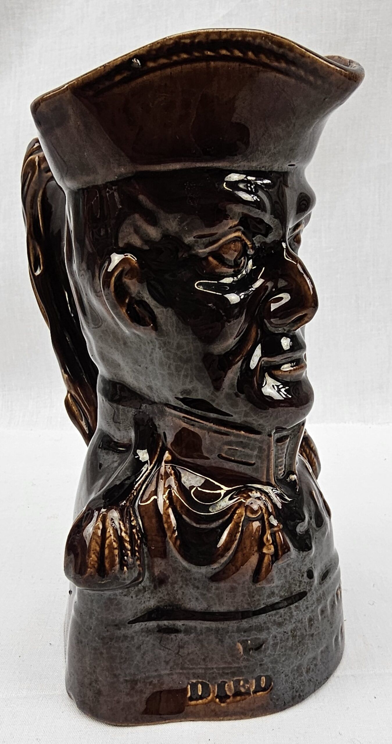 c1860 Staffordshire Treacle Glazed Duke Of Wellington Character Jug - Image 4