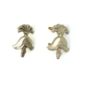 Belgian, Pair Army Engineers Collar White Metal Badges, 2 Lugs