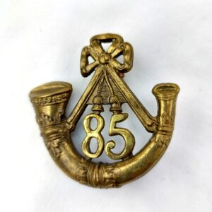 British, 1759-1881, 85th Light Infantry (or Royal Volunteers, Bucks Volunteers) (Later Kings Shropshire Light Infantry KSLI) Regimental Cap Badge, Brass, 2 Lugs