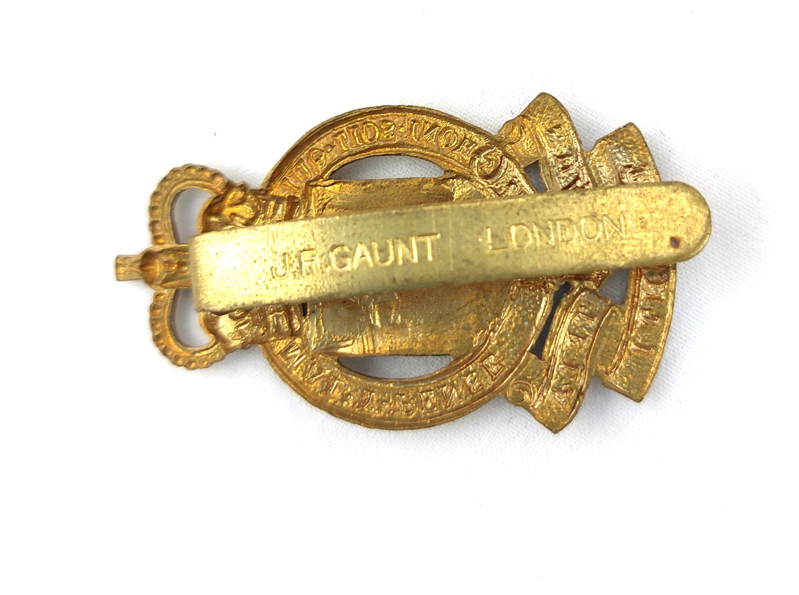 British, Original Royal Army Ordnance Corps Bi-Metal Cap Badge, Queens Crown, Maker Marked JR Gaunt London, Brass Slide - Image 2