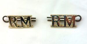 British, Pair Royal Marines Shoulder Titles, White Metal