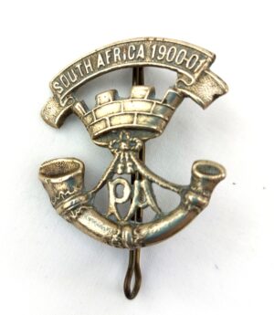 British, Somerset Light Infantry - Prince Albert's Regimental Cap Badge, White Metal, 2 Lugs, South Africa 1900 - 01