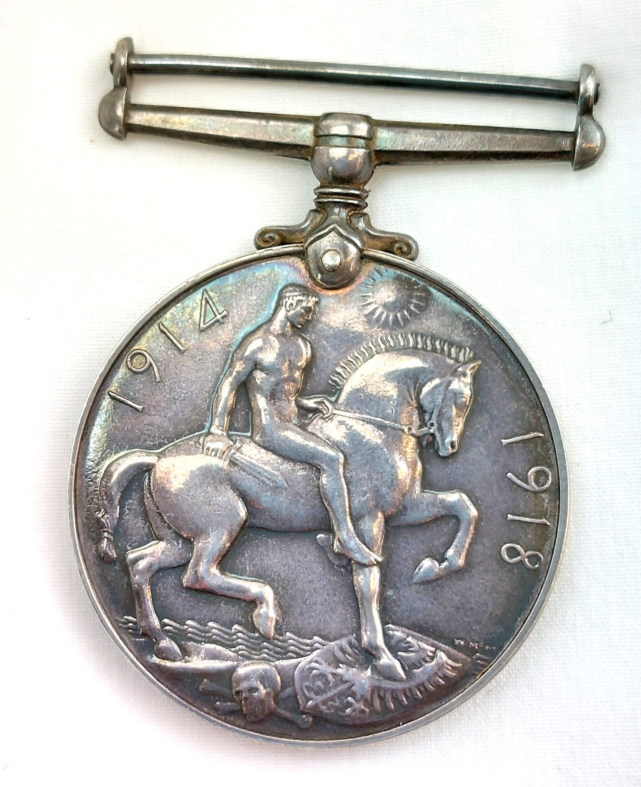 British, WW1, Three Medals to 64662 Gunner F. Saywell, Royal Field Artillery, Great War Medal (no ribbon), Victory Medal, 1914 Mons Star with ribbon bar with rosette, with ribbons, Unmounted - Image 3