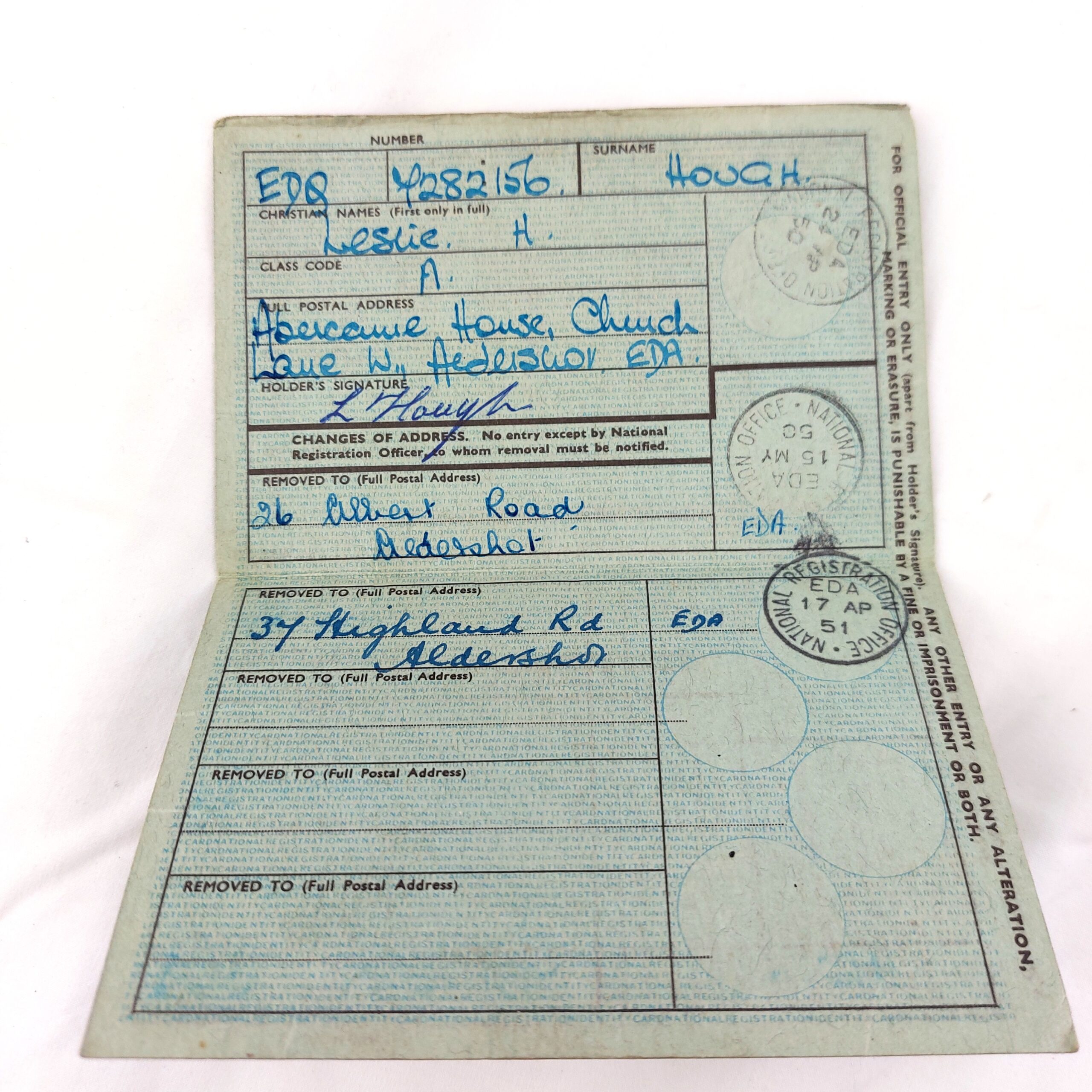 British, WW2, Medals and Service records for L.Cpl Leslie H.E. Hough, The France and Germany Star, The 1939-1945 Star, The WW2 War Medal 1939-1945, WW2 Issue letter for medals, Record of Service, The Hampshire Regt (36th & 7th Foot) Regimental History Booklet, Newspaper Clipping of Hampshire Reg't Wounded, EIIR Royal Military Police Blazer Badge, Soldier's Release Book Class A, National Registration Identity Card, Book of 12 B&W Photographs 1940-1944 Oostende - Image 25
