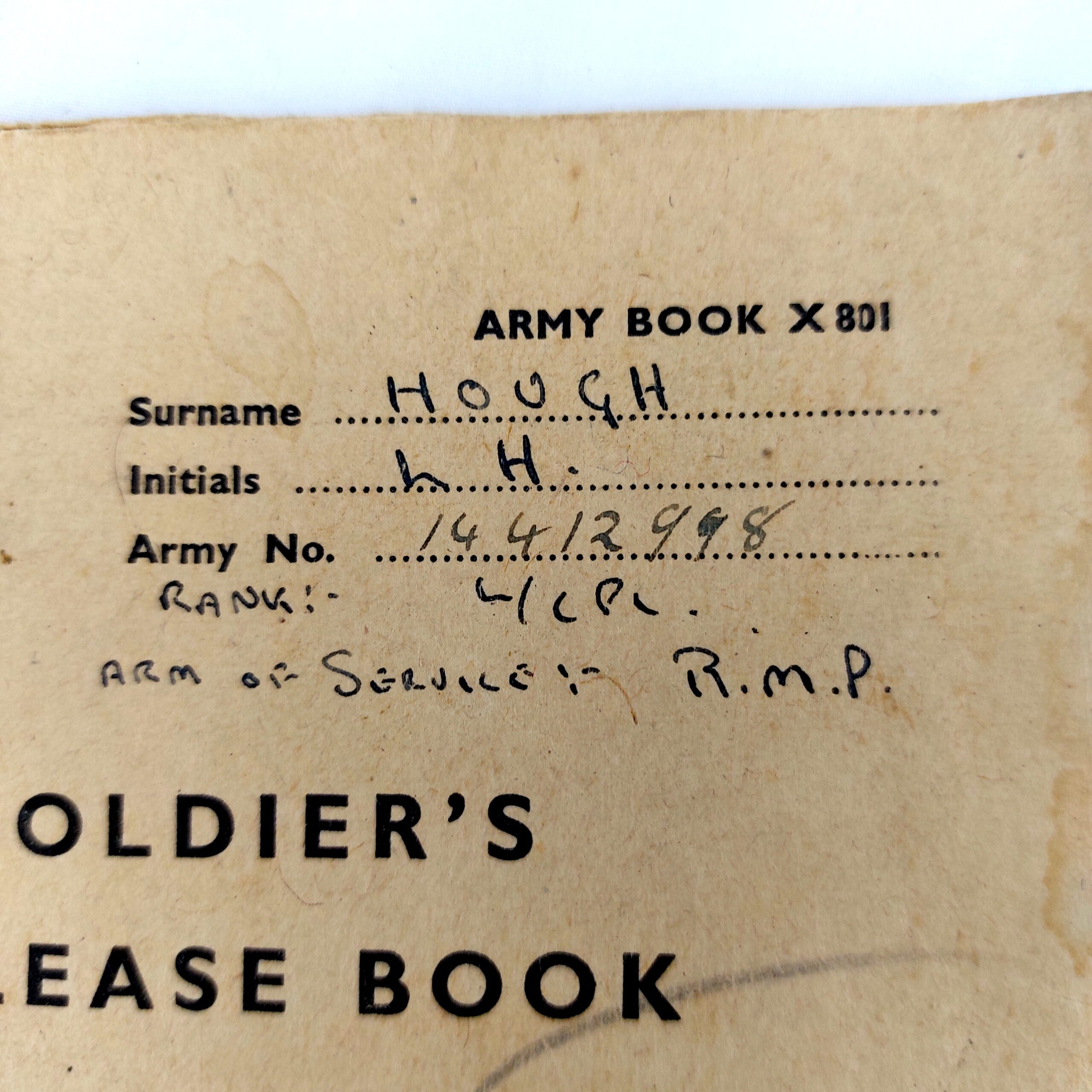 British, WW2, Medals and Service records for L.Cpl Leslie H.E. Hough, The France and Germany Star, The 1939-1945 Star, The WW2 War Medal 1939-1945, WW2 Issue letter for medals, Record of Service, The Hampshire Regt (36th & 7th Foot) Regimental History Booklet, Newspaper Clipping of Hampshire Reg't Wounded, EIIR Royal Military Police Blazer Badge, Soldier's Release Book Class A, National Registration Identity Card, Book of 12 B&W Photographs 1940-1944 Oostende - Image 18