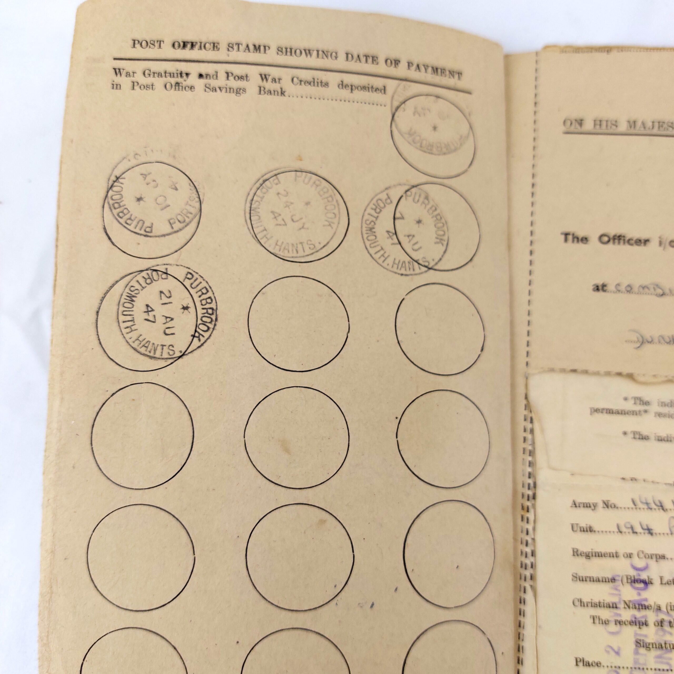 British, WW2, Medals and Service records for L.Cpl Leslie H.E. Hough, The France and Germany Star, The 1939-1945 Star, The WW2 War Medal 1939-1945, WW2 Issue letter for medals, Record of Service, The Hampshire Regt (36th & 7th Foot) Regimental History Booklet, Newspaper Clipping of Hampshire Reg't Wounded, EIIR Royal Military Police Blazer Badge, Soldier's Release Book Class A, National Registration Identity Card, Book of 12 B&W Photographs 1940-1944 Oostende - Image 19