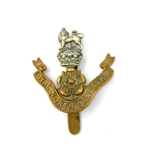 British, The Loyal Regiment, North Lancashire Cap Badge, Bi-Metal, Kings Crown, Brass Slide