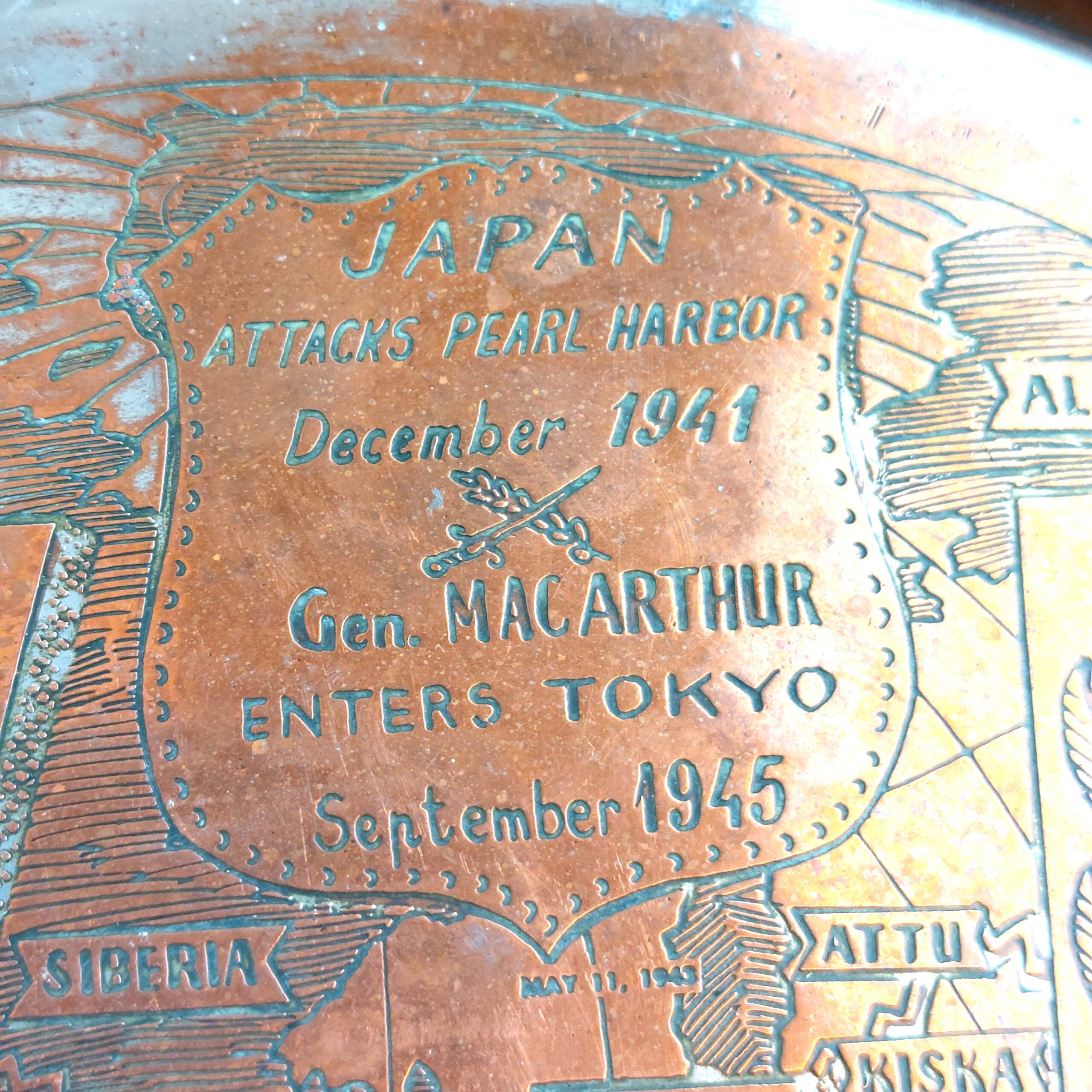 British, WW2, VE and VJ Commemorative Copper Plates with Military Maps drawn by A. Fedoroff, Made by Mappin & Webb Ltd London & Sheffield - Image 14