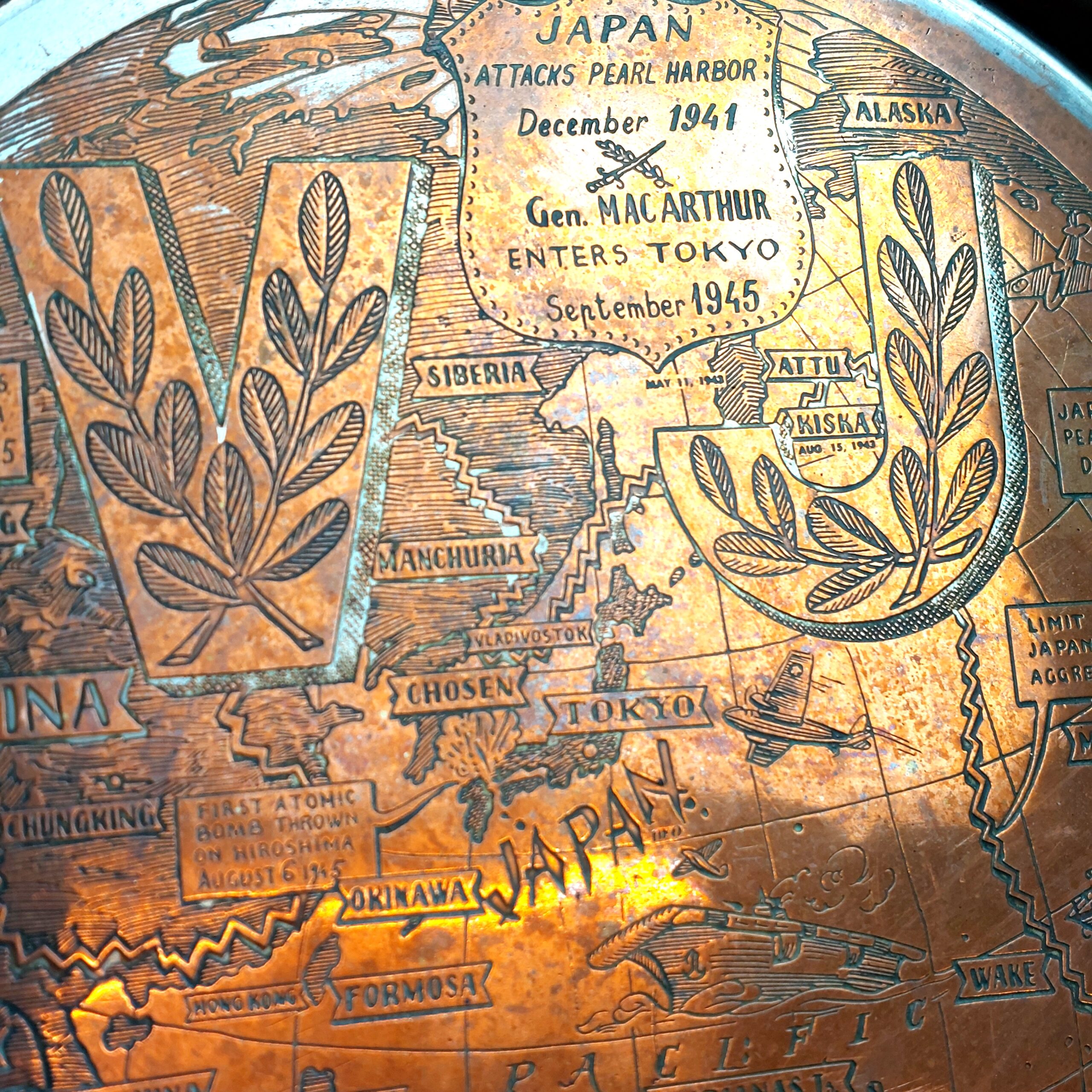 British, WW2, VE and VJ Commemorative Copper Plates with Military Maps drawn by A. Fedoroff, Made by Mappin & Webb Ltd London & Sheffield - Image 15
