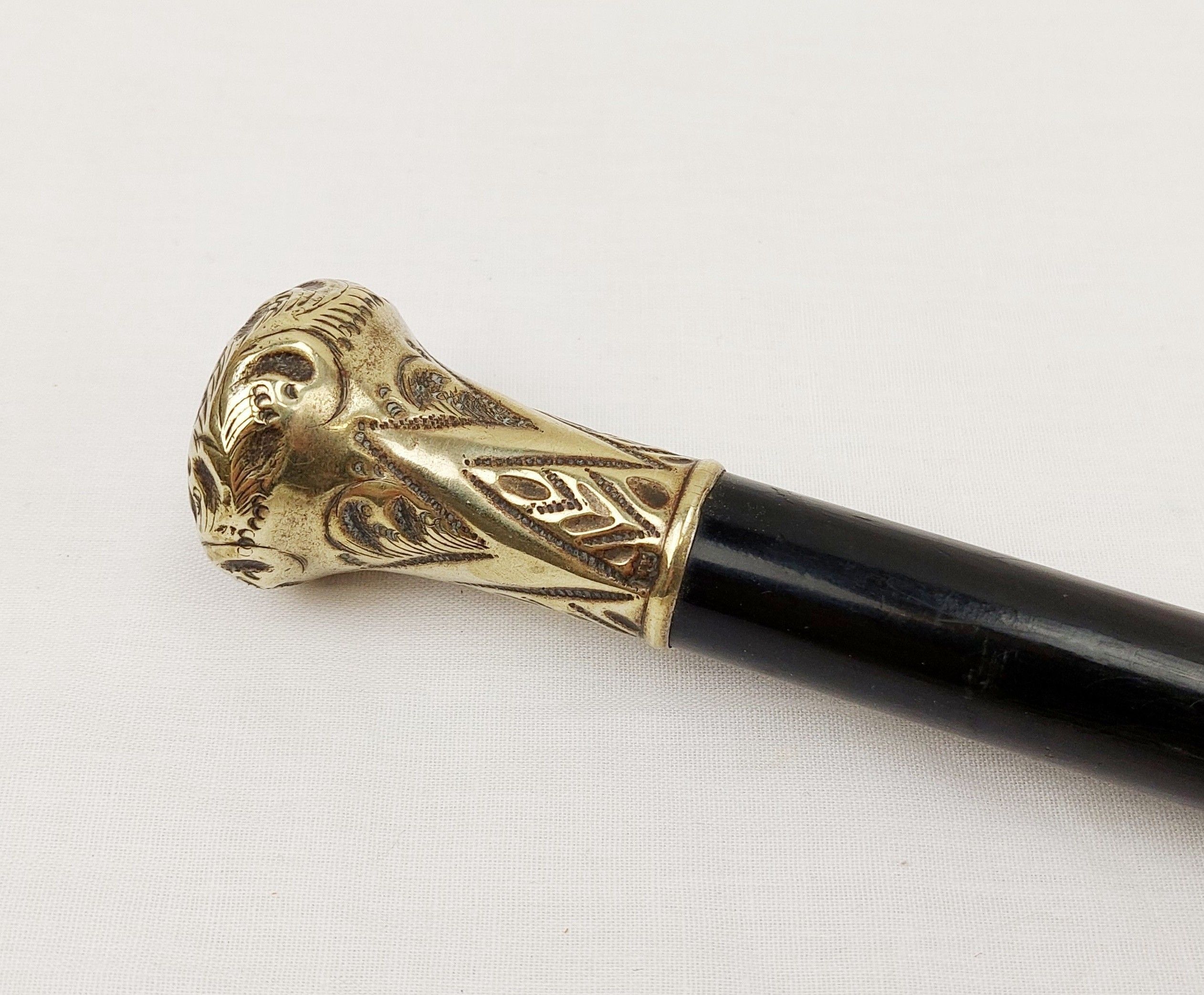 Edwardian Silver Tip Ebony Wood Walking Cane - Image 8
