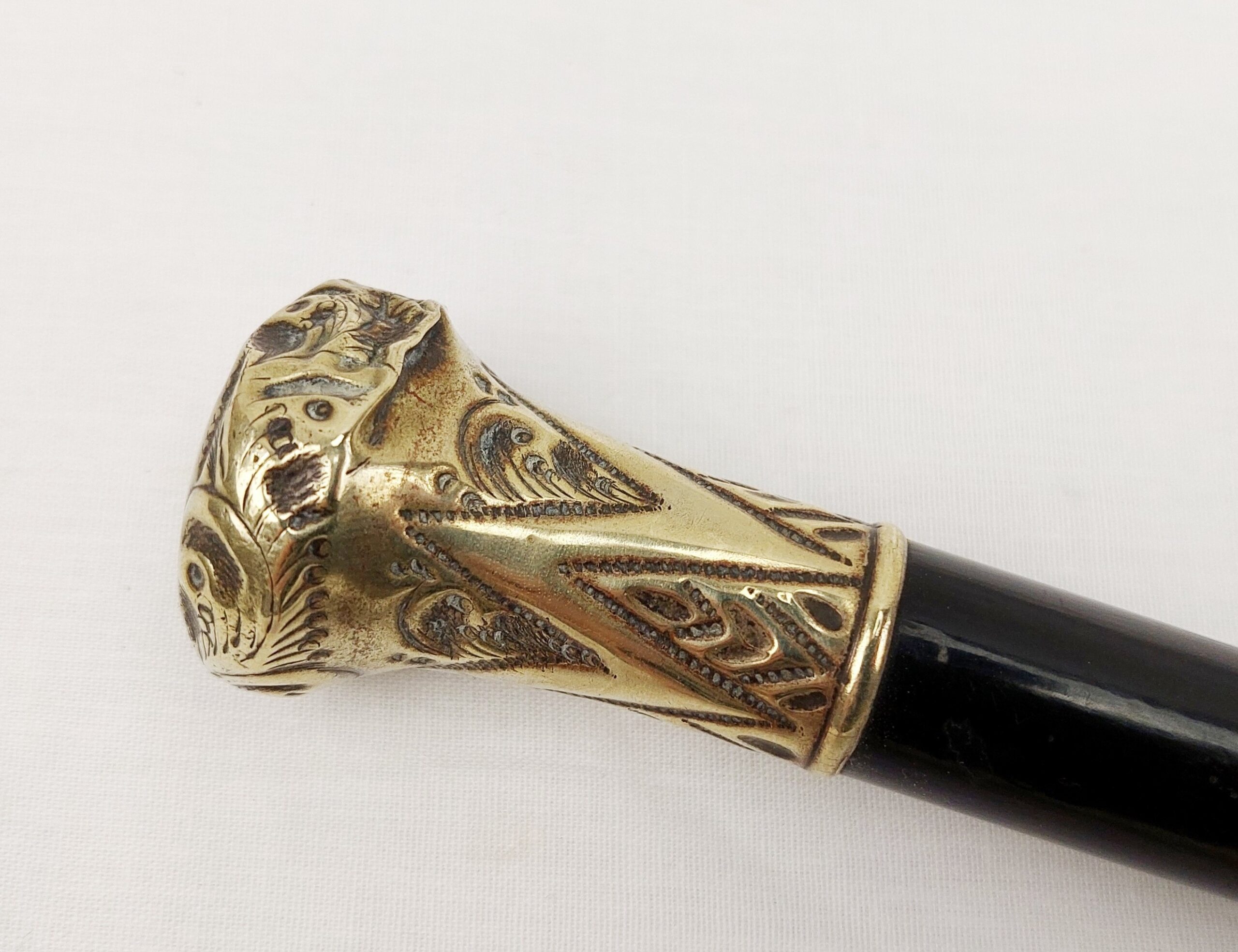Edwardian Silver Tip Ebony Wood Walking Cane - Image 7