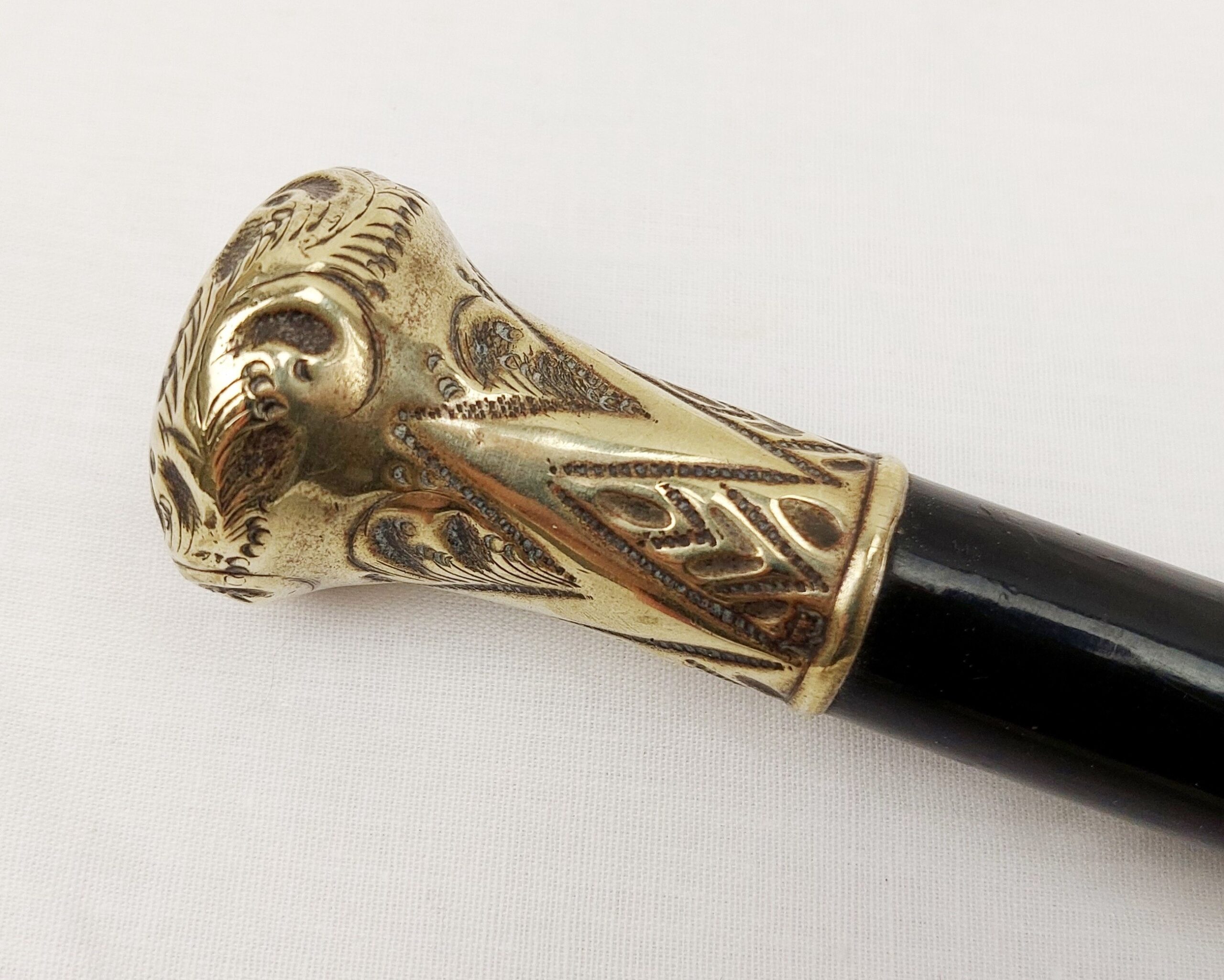 Edwardian Silver Tip Ebony Wood Walking Cane - Image 6