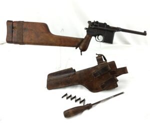 German, WW1 c1911-1915, C96 Broom Handled Mauser Old Spec with Matching serial numbers, with Original Stock and Holster, Made by Waffenfabrik Mauser Oberndorf A Neckar, Deactivated Old Spec