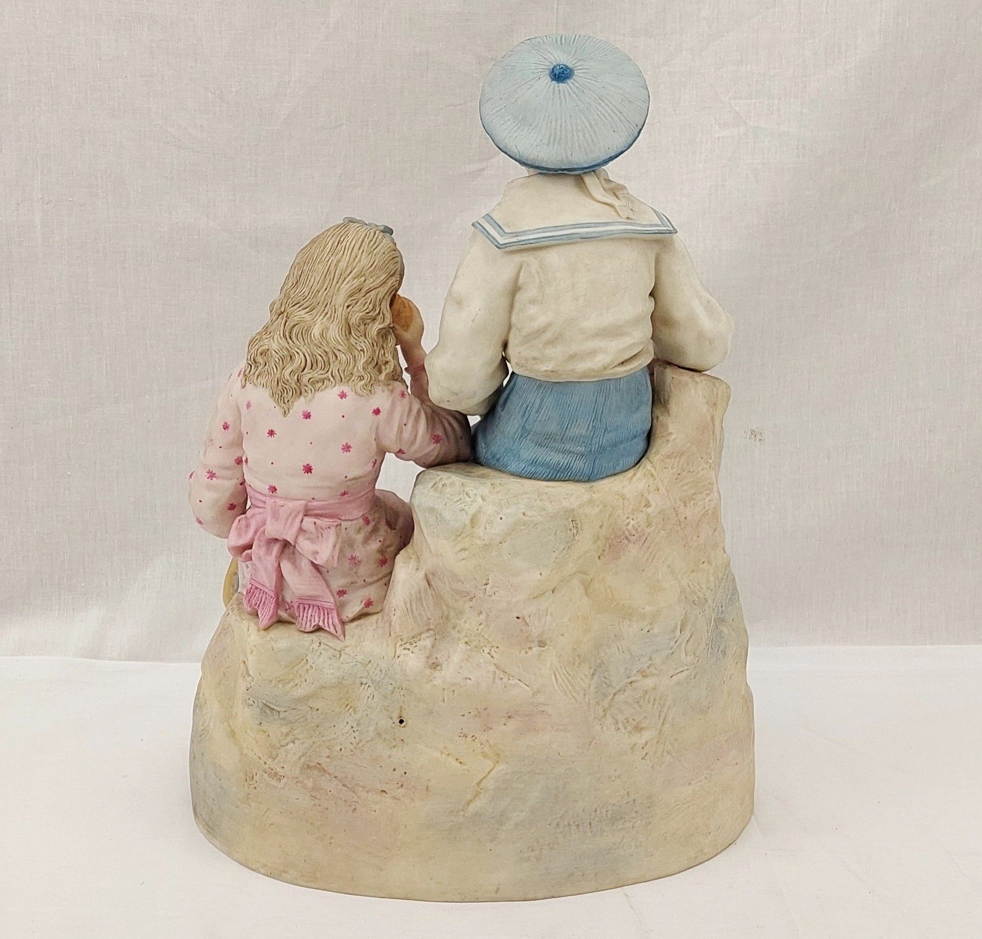 Late Victorian c1900 Bisque Porcelain Figural Group Of Children At The Seaside - Image 5