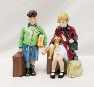 Royal Doulton Boy HN 3202 And Girl HN 3203 Evacuee Figurine Pair