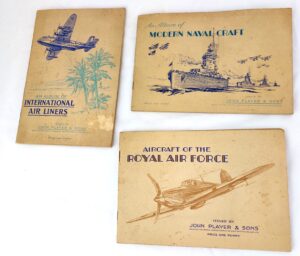 Three Original John Player One Penny Cigarette Cards Complete Albums, c1937-9: International Air Liners (10644), Aircraft of the Royal Airforce (11616), Modern Naval Craft (11839)