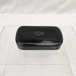 Victorian Papier Mache Snuff Box With Gun Metal Inlay