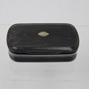 Victorian Papier Mache Snuff Box With Silver Cartouche