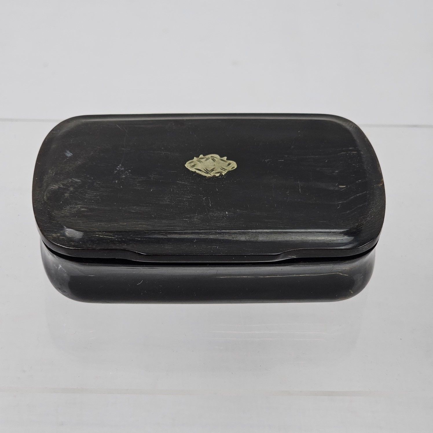 Victorian Papier Mache Snuff Box With Silver Cartouche