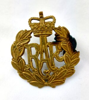 WW2, British, Royal Air Force (RAF) Cap Badge, Queens Crown, 2 Lugs