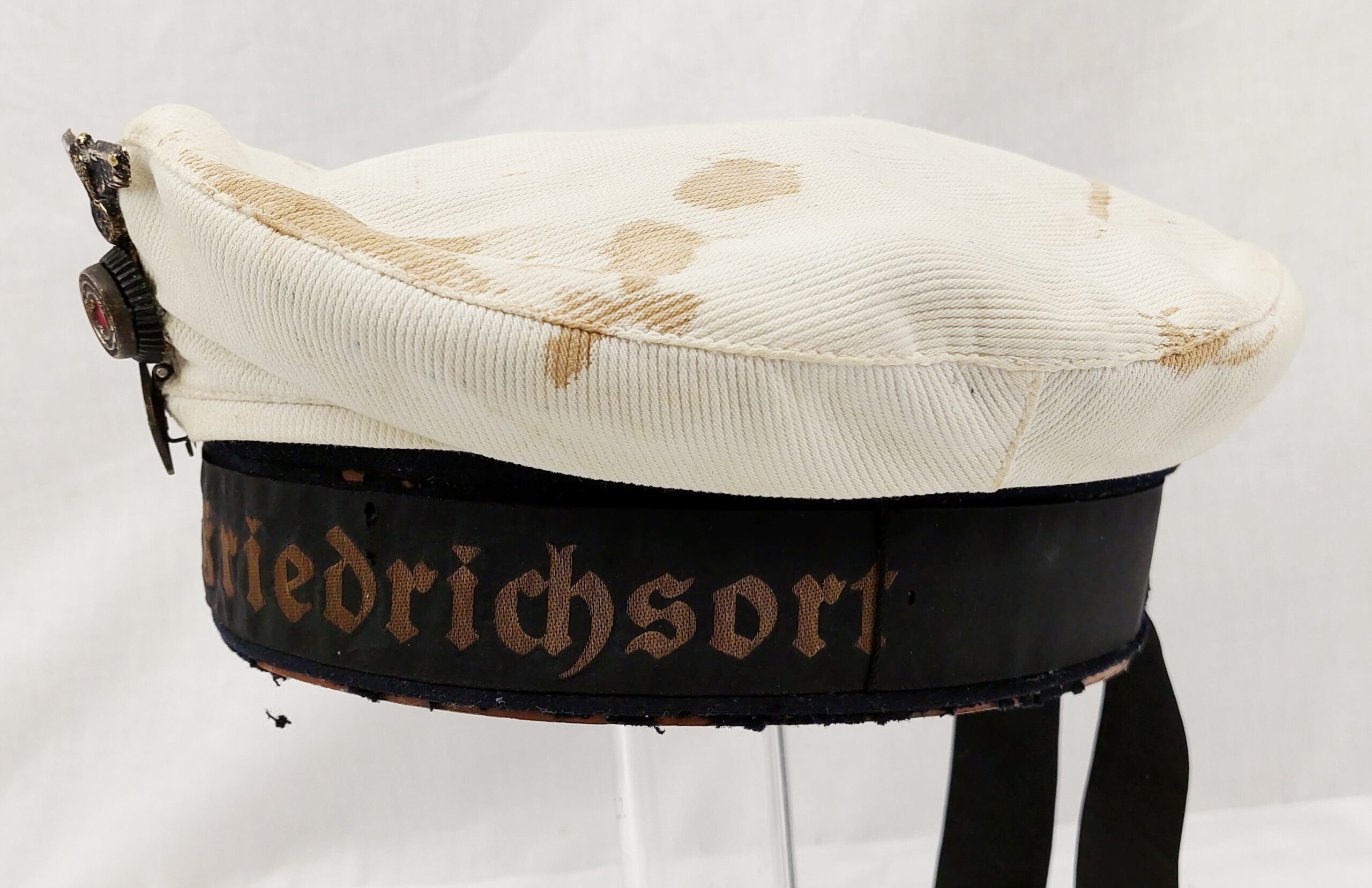 WW2 German Kriegsmarine Hitler Youth White Top Cap With Gold Bullion Tally - Image 10