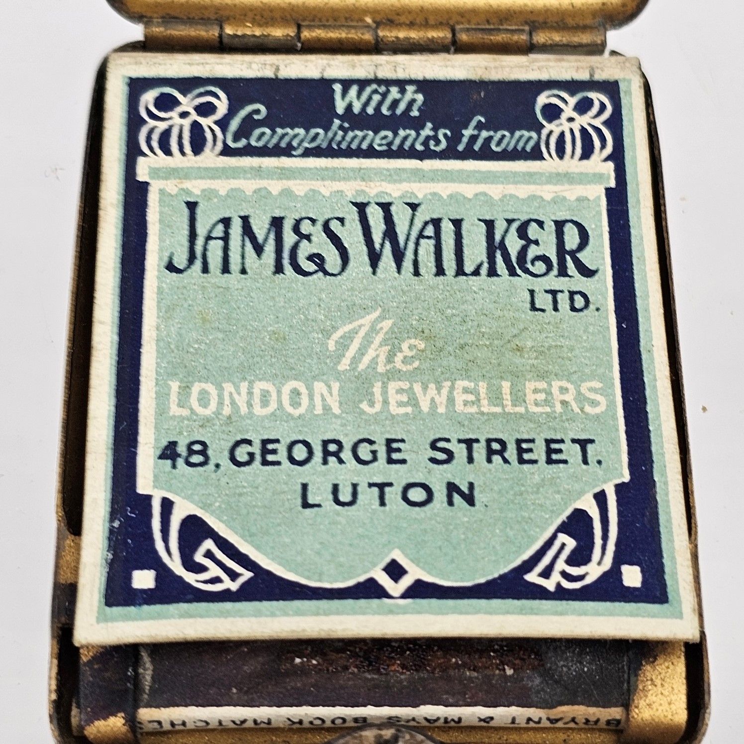c1900 James Walker London Jewellery Advertising Match Case - Image 3