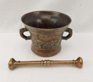 1607 Dated Flemish Bronze Pestle And Mortar