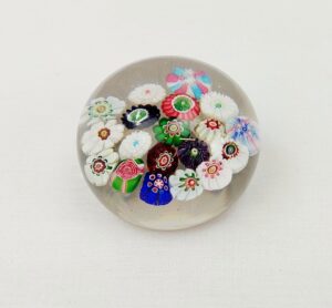19th Century Clichy Glass Millefiori Paperweight With The Clichy Rose