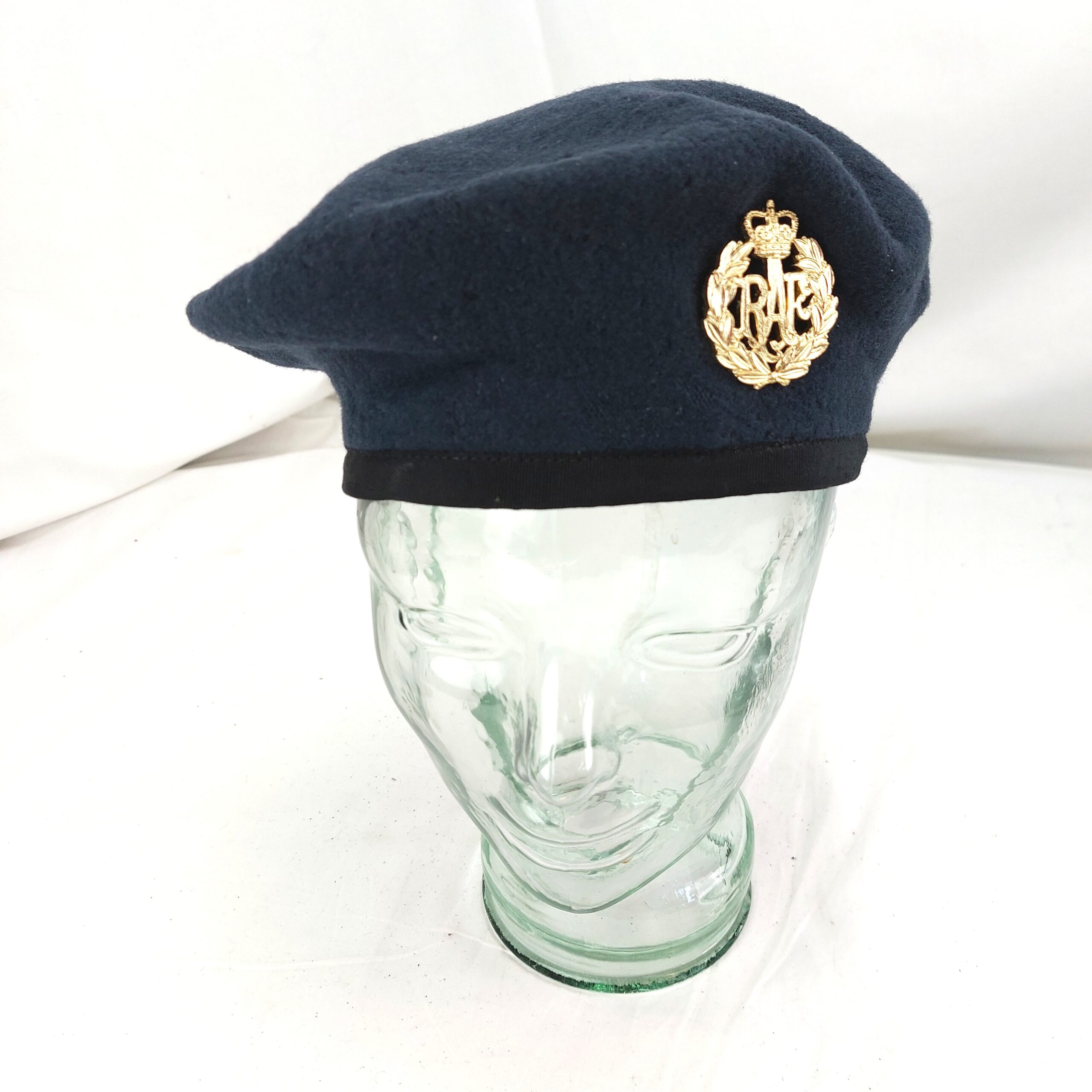 British Airforce, RAF Royal Airforce Blue Beret & White Metal Cap Badge, Beret Size 57 Made by Compton Webb, Nato Stock No: 8405-99-127-8131