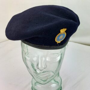 British Navy, RNXS Royal Naval Auxiliary Service Black Beret and Gilt and Enamel Cap Badge with Naval Crown 2 lugs, Beret size 6 3/4 by Kangol Wear Ltd