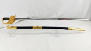 British, Royal Navy Warrant Officers / Master at Arms 1827 Pattern Sword and Scabbard, by Pooley of London